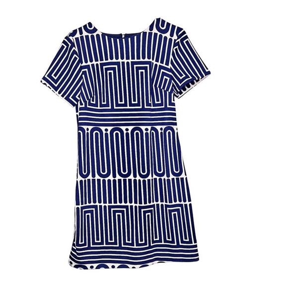 Trina Turk Dresses & Skirts - Trina Turk Geometric 70s Style Blue & White Mini Shift Dress. Size M.